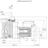 Badu Gamma ECO Vc szivattyúház méretrajz 900x508