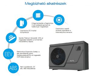 Elite inverter medence hőszivattyú Megbízható alkatrészekkel épített inverteres medence hőszivattyú