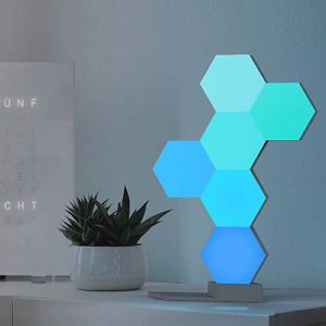 Lifesmart okos moduláris wifi világítás - 1,3 és 5 blokk aljzattal Díszvilágítás - aljzat és 3 blokk, designer tartozék, környezeti világítás, hatszögletű kialakítás, 19 LED-es blokk, könnyen telepíthető, bővíthető, iOS / Android alkalmazás, WiFi nélkül vezérelhető, 16 millió szín, Amazon Alexa kompatibilis, Google Home és Apple HomeKit