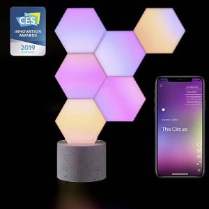 Lifesmart okos moduláris wifi világítás - 1,3 és 5 blokk aljzattal Díszvilágítás - aljzat és 3 blokk, designer tartozék, környezeti világítás, hatszögletű kialakítás, 19 LED-es blokk, könnyen telepíthető, bővíthető, iOS / Android alkalmazás, WiFi nélkül vezérelhető, 16 millió szín, Amazon Alexa kompatibilis, Google Home és Apple HomeKit