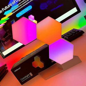 Lifesmart okos moduláris wifi világítás - 1,3 és 5 blokk aljzattal Díszvilágítás - aljzat és 3 blokk, designer tartozék, környezeti világítás, hatszögletű kialakítás, 19 LED-es blokk, könnyen telepíthető, bővíthető, iOS / Android alkalmazás, WiFi nélkül vezérelhető, 16 millió szín, Amazon Alexa kompatibilis, Google Home és Apple HomeKit