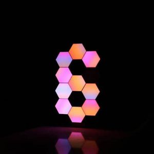 Lifesmart okos moduláris wifi világítás - 1,3 és 5 blokk aljzattal Díszvilágítás - aljzat és 3 blokk, designer tartozék, környezeti világítás, hatszögletű kialakítás, 19 LED-es blokk, könnyen telepíthető, bővíthető, iOS / Android alkalmazás, WiFi nélkül vezérelhető, 16 millió szín, Amazon Alexa kompatibilis, Google Home és Apple HomeKit