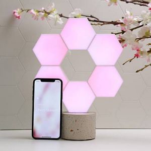 Lifesmart okos moduláris wifi világítás - 1,3 és 5 blokk aljzattal Díszvilágítás - aljzat és 3 blokk, designer tartozék, környezeti világítás, hatszögletű kialakítás, 19 LED-es blokk, könnyen telepíthető, bővíthető, iOS / Android alkalmazás, WiFi nélkül vezérelhető, 16 millió szín, Amazon Alexa kompatibilis, Google Home és Apple HomeKit