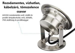 9W_12V SMART 433MHz Rozsdamentes LEDES SMART 433MHz SZÖKŐKÚT VILÁGITÁS RGB - SZÍNVÁLTÓS