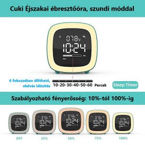 2019-es digitális, TV éjszakai lámpa, ébresztőóra, LED-kijelzővel, hőmérséklet mutatóval, többfunkciós órával, éjjeli négyzet alakú, cuki formájú kifejezetten gyermekek részére, ajándéknak, szülinapra, névnapra, karácsonyra, többféle választható kiegészítő fülekkel