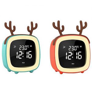 2019-es digitális, TV éjszakai lámpa, ébresztőóra, LED-kijelzővel, hőmérséklet mutatóval, többfunkciós órával, éjjeli négyzet alakú, cuki formájú kifejezetten gyermekek részére, ajándéknak, szülinapra, névnapra, karácsonyra, többféle választható kiegészítő fülekkel