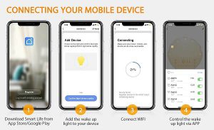 Színes napfelkelte ébresztőóra Intelligens hangalapú vezérléssel, Alexa, Google, Lynx vagy okostelefon App-al állítható/vezérelhető