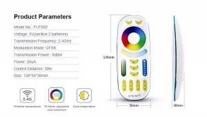 06-01 FUT-092 Mi-Light 2,4 GHz-es rádió frekvenciás 4 zónás távirányító