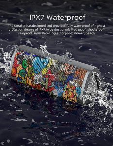Mifa A10+ Víz és esőálló Bluetooth hangszóró graffiti art 2020 modelév, IPX7 vízálló Bluetooth hangszóró