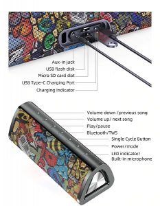 Mifa A10+ Bluetooth hangszóró graffiti art GOMBOK HASZNÁLATA 2020 modelév