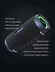 Mifa A90 Bluetooth hangszóró kezelése, használati útmutató a gombok kezeléséhez