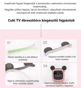Cuki állatos, gyerek ébresztőóra három féle színű burkolattal, cicafül, rénszarvas agancs, Mickey-egér fül, nyuszifül kiegészítőkkel, digitális kijelzővel, szülinapi, névnapi, karácsonyi ajándéknak