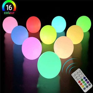 RGB lebegő medencelámpa 7,8 cm-es távirányítós LED-es medence golyós lámpa éjszakai lámpa IP67 fürdőjáték esküvői partihoz kültéri kerti úszáshoz