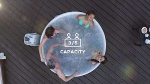 Lay-Z-Spa Vancouver AirJet Plus felfújható jakuzzi 155x60 cm 3-5 személy részére, krémszínű kőburkolat megjelenésű mintázattal