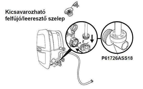 Bestway® csere-felfújó / leeresztő adapter T-csatlakozó LAY-Z-SPA® pezsgőfürdőhöz (kivéve DropStitch™)