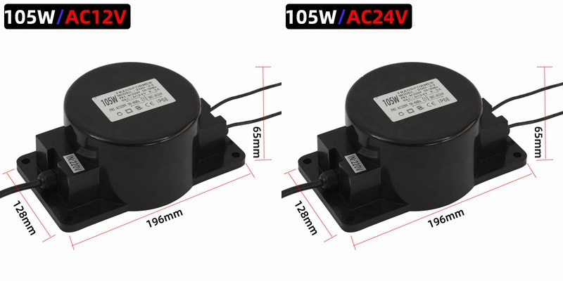 AC 12V és 24V 105W Ledes tápegység IP68 12V és 24V, 6,5A, vízálló, kötetlen 800x400