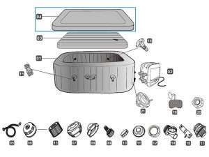 Bestway® csereburkolat (palaszürke) LAY-Z-SPA® Hawaii HydroJet Pro™ 180 x 180 x 71 cm (2023) ÁBRA P07161