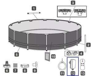 561 GD Bestway® Steel Pro MAX™ Frame Pool komplett készlet szűrőszivattyúval Ø 457 x 107 cm, LED dizájn ÁBRA (2024)