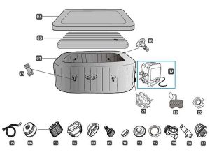 Bestway® LAY-Z-SPA® műanyag házas fűtőegység Maldives, Hawaii, Santorini San Francisco HydroJet Pro™ szivattyúkhoz 2021-től ÁBRA