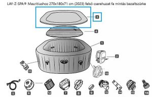 Bestway® alkatrész cserehuzat fa mintázatú (bazaltszürke) LAY-Z-SPA® Mauritius 270x180x71 cm-hez (2023) P07158 ÁBRA
