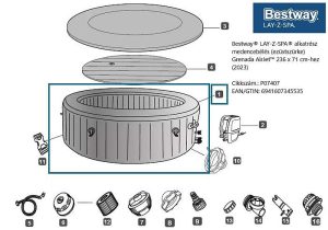 Bestway® LAY-Z-SPA® alkatrész medencebélés (ezüstszürke) Grenada AirJet™ 236 x 71 cm-hez ÁBRA (2023) P07407
